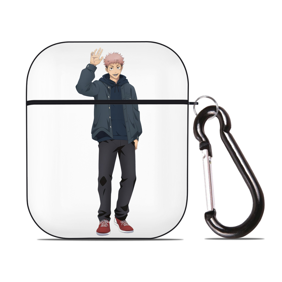 （画像用） 呪術廻戦 Jujutsu Kaisen AirPods 第2世代保護ケース ハードシェル ブラック 耐衝撃・防指紋・カラビナ付き