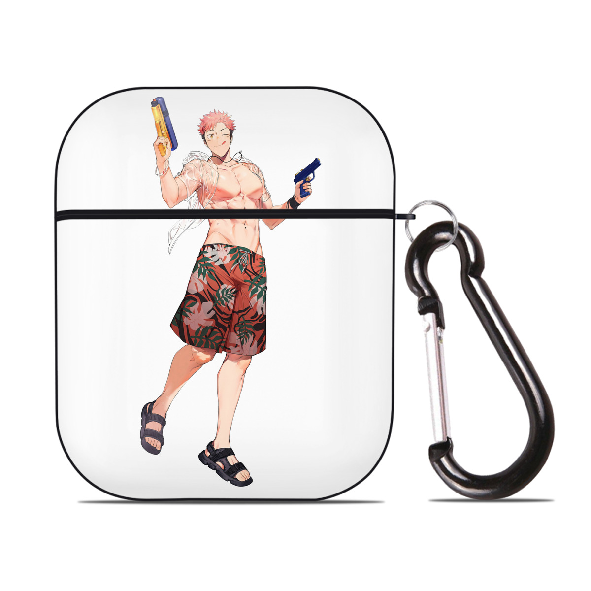 （画像用） 呪術廻戦 Jujutsu Kaisen AirPods 第2世代保護ケース ハードシェル ブラック 耐衝撃・防指紋・カラビナ付き