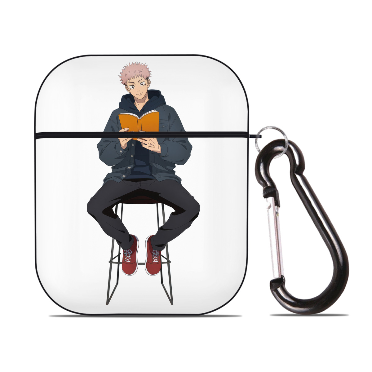 （画像用） 呪術廻戦 Jujutsu Kaisen AirPods 第2世代保護ケース ハードシェル ブラック 耐衝撃・防指紋・カラビナ付き
