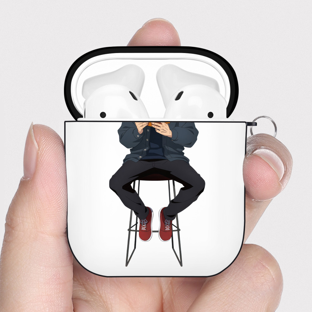 （画像用） 呪術廻戦 Jujutsu Kaisen AirPods 第2世代保護ケース ハードシェル ブラック 耐衝撃・防指紋・カラビナ付き