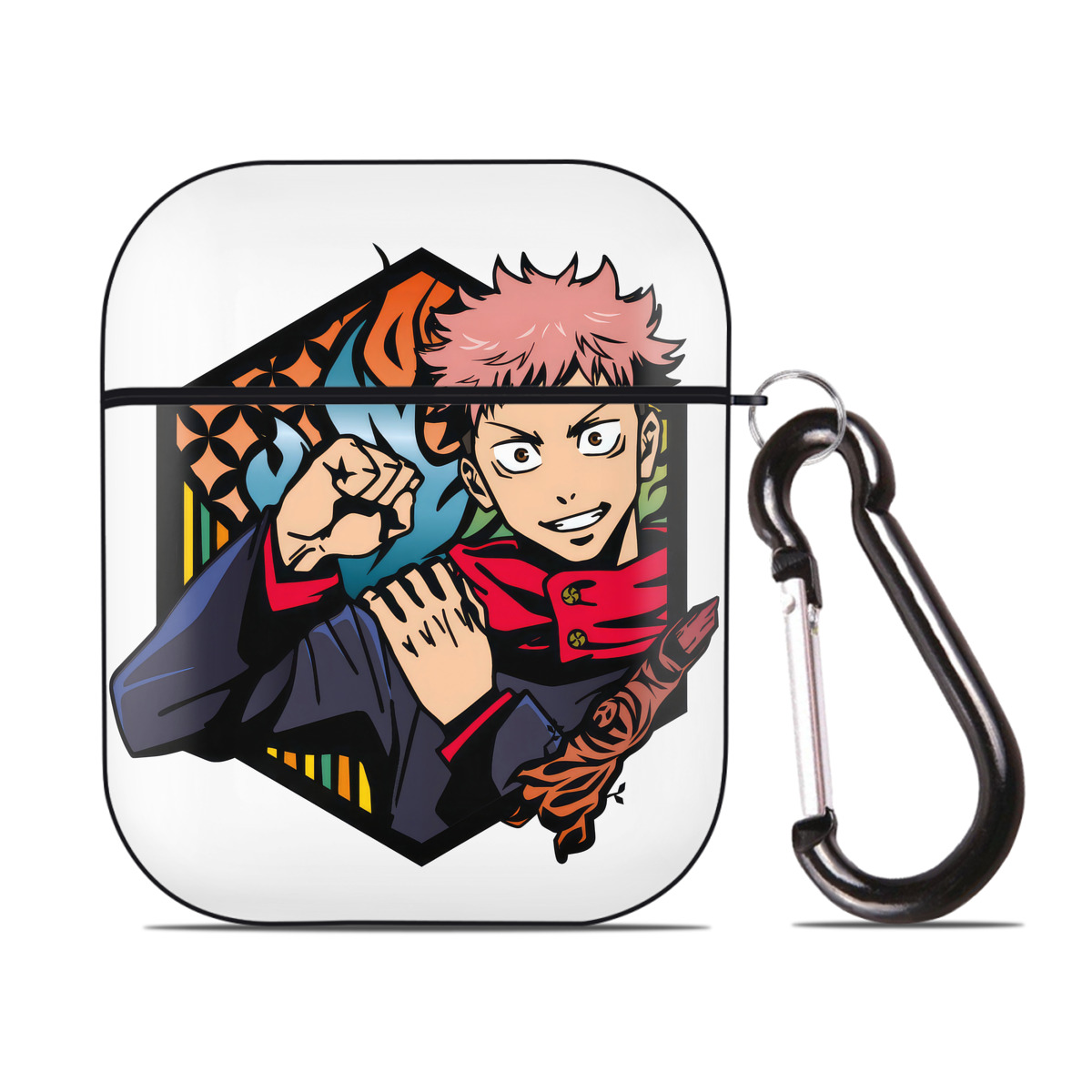 （画像用） 呪術廻戦 Jujutsu Kaisen AirPods 第2世代保護ケース ハードシェル ブラック 耐衝撃・防指紋・カラビナ付き