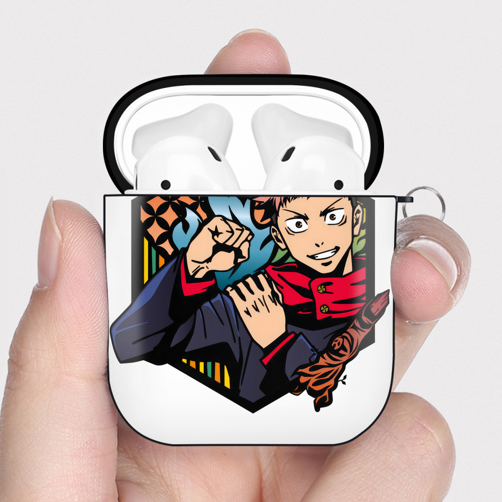 （画像用） 呪術廻戦 Jujutsu Kaisen AirPods 第2世代保護ケース ハードシェル ブラック 耐衝撃・防指紋・カラビナ付き