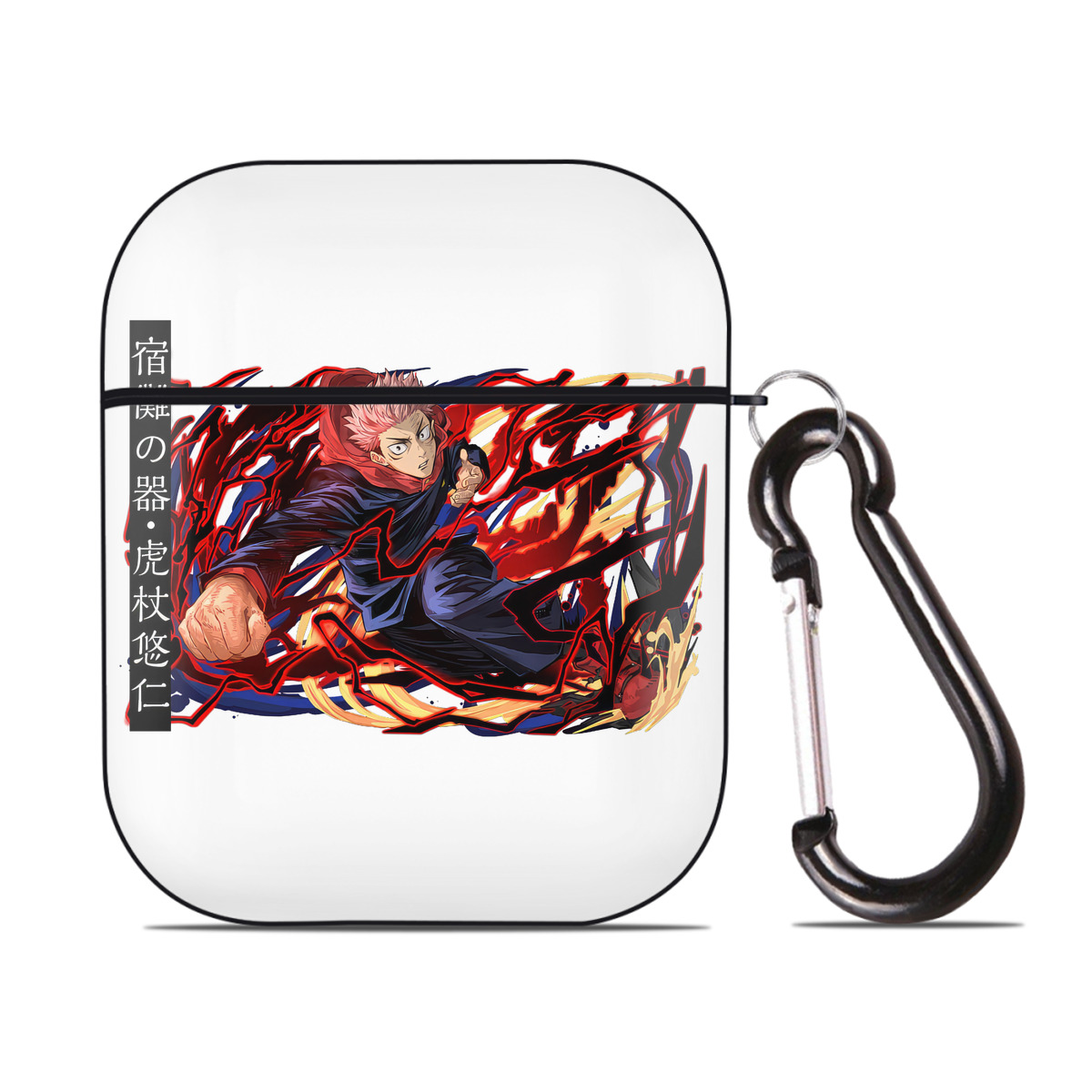 （画像用） 呪術廻戦 Jujutsu Kaisen AirPods 第2世代保護ケース ハードシェル ブラック 耐衝撃・防指紋・カラビナ付き