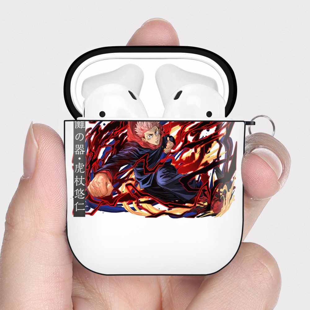 （画像用） 呪術廻戦 Jujutsu Kaisen AirPods 第2世代保護ケース ハードシェル ブラック 耐衝撃・防指紋・カラビナ付き