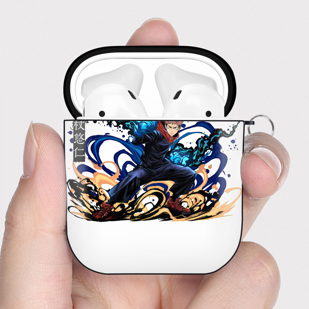 （画像用） 呪術廻戦 Jujutsu Kaisen AirPods 第2世代保護ケース ハードシェル ブラック 耐衝撃・防指紋・カラビナ付き