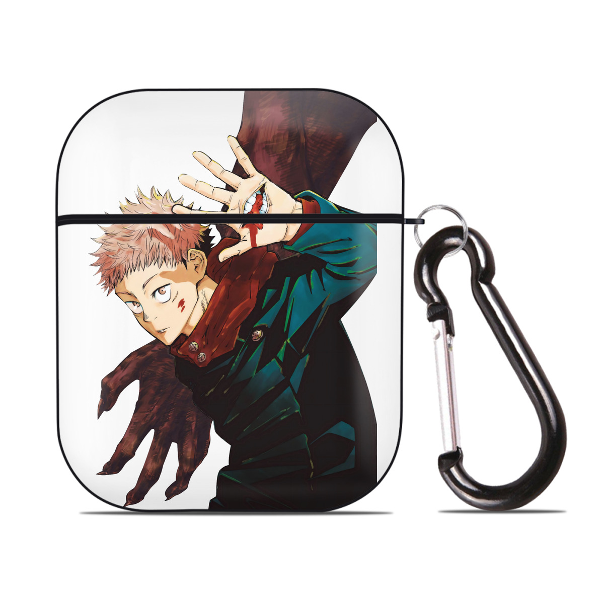（画像用） 呪術廻戦 Jujutsu Kaisen AirPods 第2世代保護ケース ハードシェル ブラック 耐衝撃・防指紋・カラビナ付き