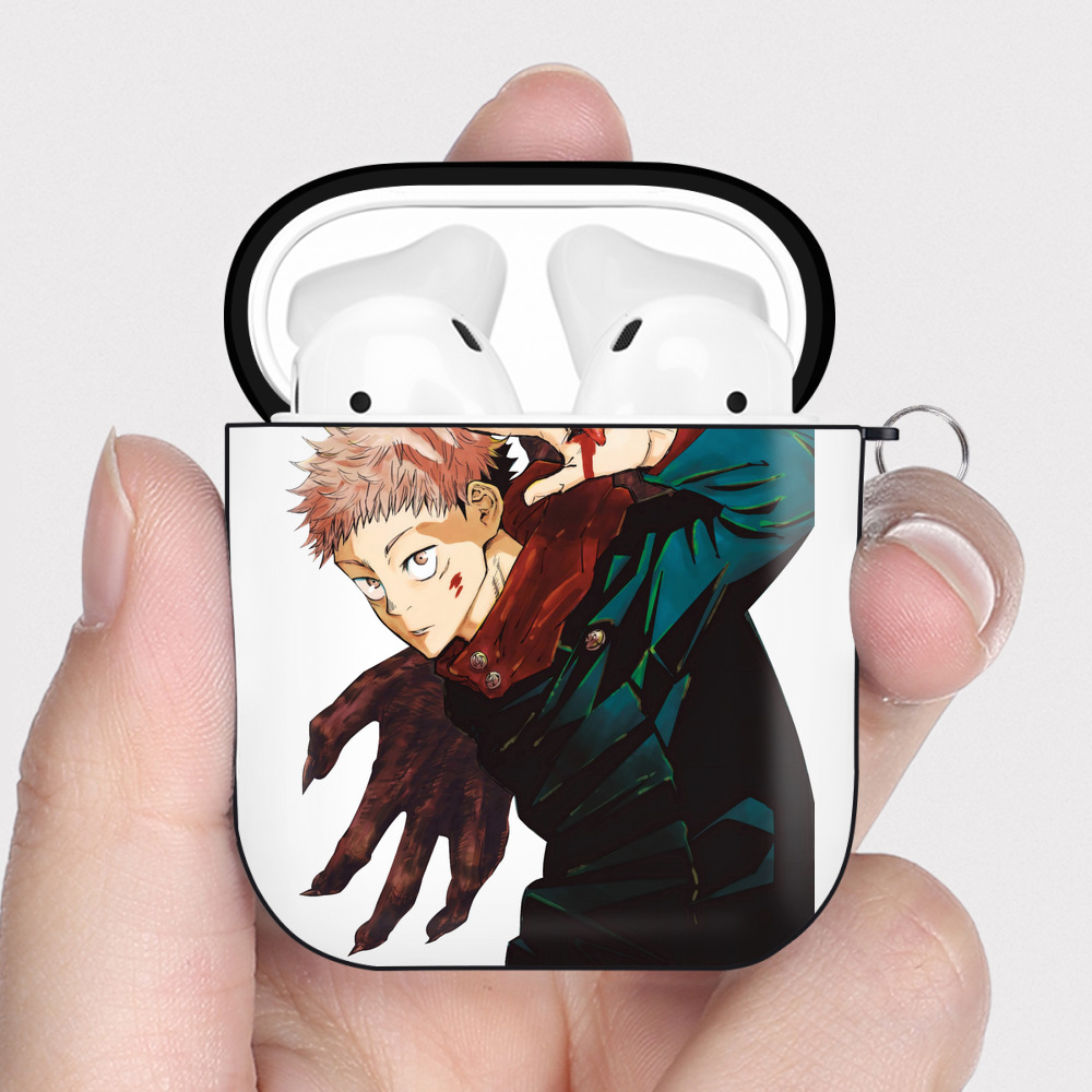 （画像用） 呪術廻戦 Jujutsu Kaisen AirPods 第2世代保護ケース ハードシェル ブラック 耐衝撃・防指紋・カラビナ付き