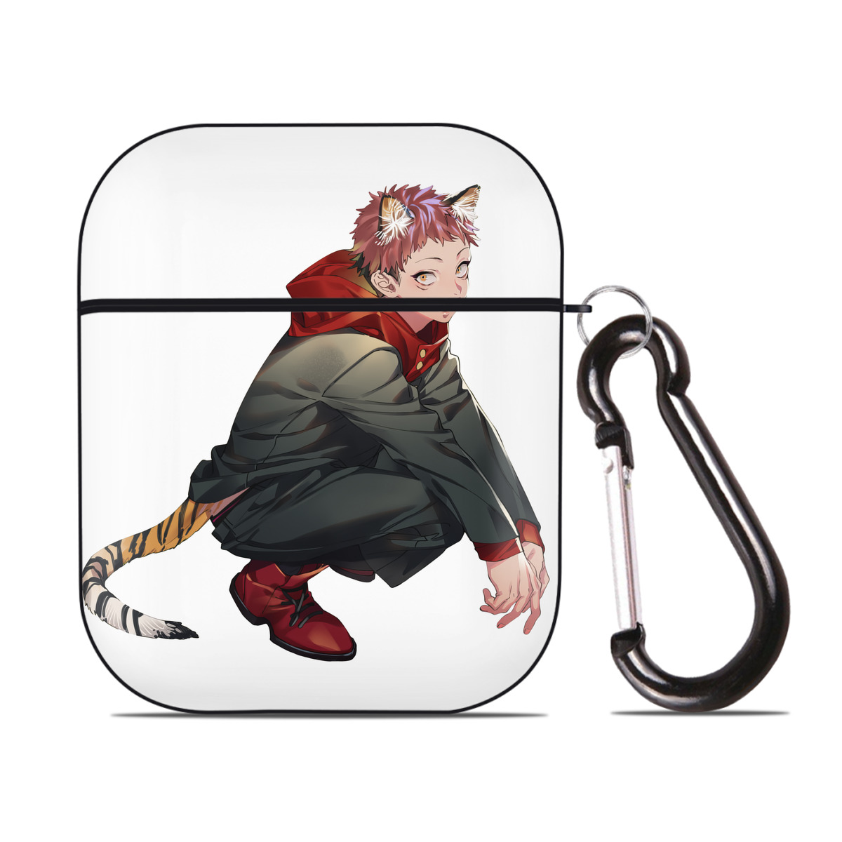 （画像用） 呪術廻戦 Jujutsu Kaisen AirPods 第2世代保護ケース ハードシェル ブラック 耐衝撃・防指紋・カラビナ付き
