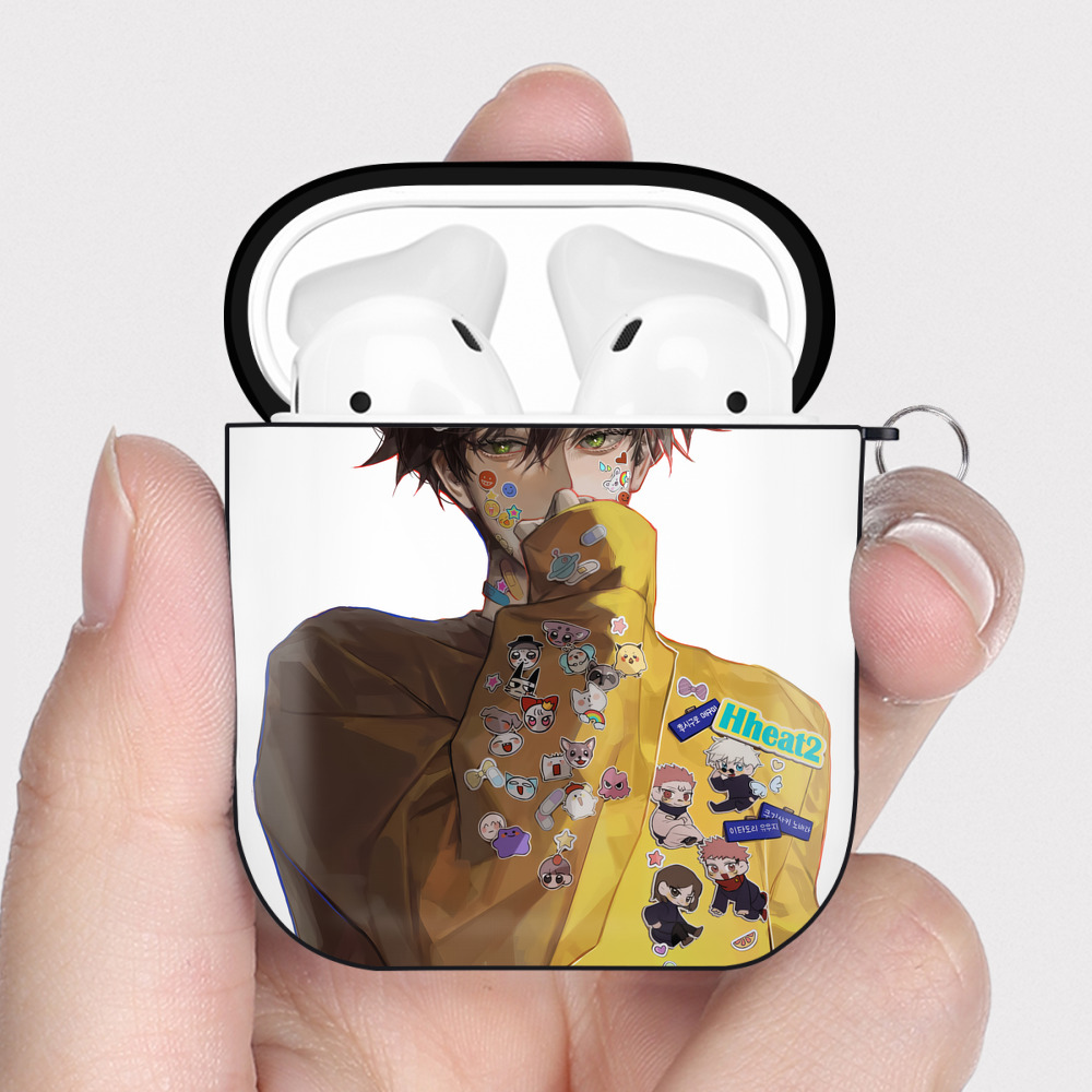（画像用） 呪術廻戦 Jujutsu Kaisen AirPods 第2世代保護ケース ハードシェル ブラック 耐衝撃・防指紋・カラビナ付き