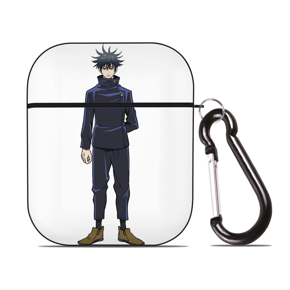 （画像用） 呪術廻戦 Jujutsu Kaisen AirPods 第2世代保護ケース ハードシェル ブラック 耐衝撃・防指紋・カラビナ付き
