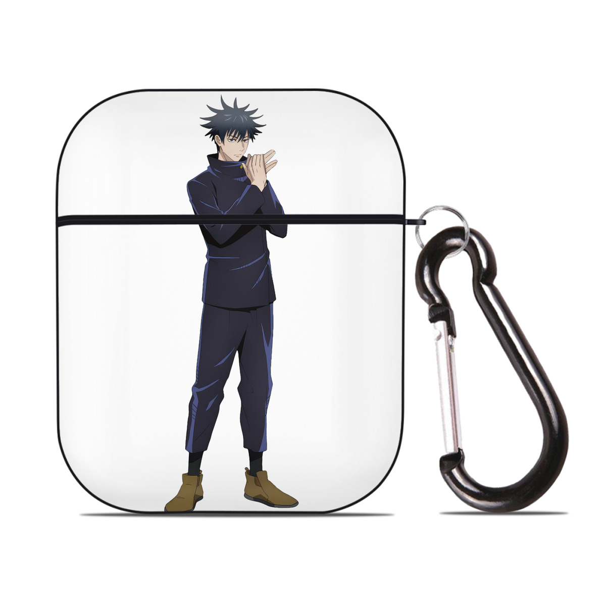 （画像用） 呪術廻戦 Jujutsu Kaisen AirPods 第2世代保護ケース ハードシェル ブラック 耐衝撃・防指紋・カラビナ付き
