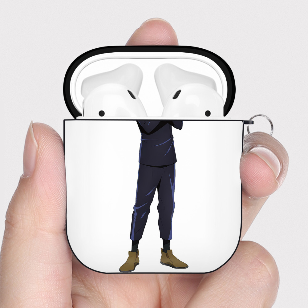 （画像用） 呪術廻戦 Jujutsu Kaisen AirPods 第2世代保護ケース ハードシェル ブラック 耐衝撃・防指紋・カラビナ付き