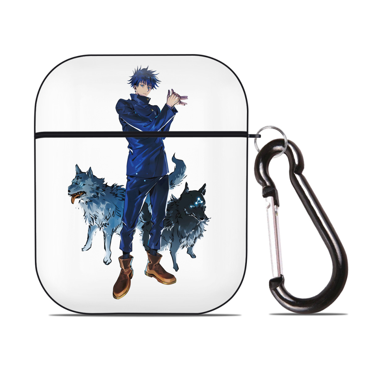 （画像用） 呪術廻戦 Jujutsu Kaisen AirPods 第2世代保護ケース ハードシェル ブラック 耐衝撃・防指紋・カラビナ付き