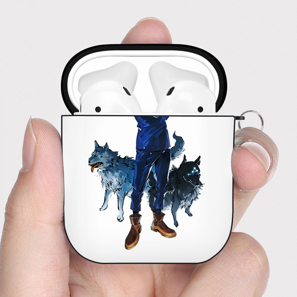 （画像用） 呪術廻戦 Jujutsu Kaisen AirPods 第2世代保護ケース ハードシェル ブラック 耐衝撃・防指紋・カラビナ付き