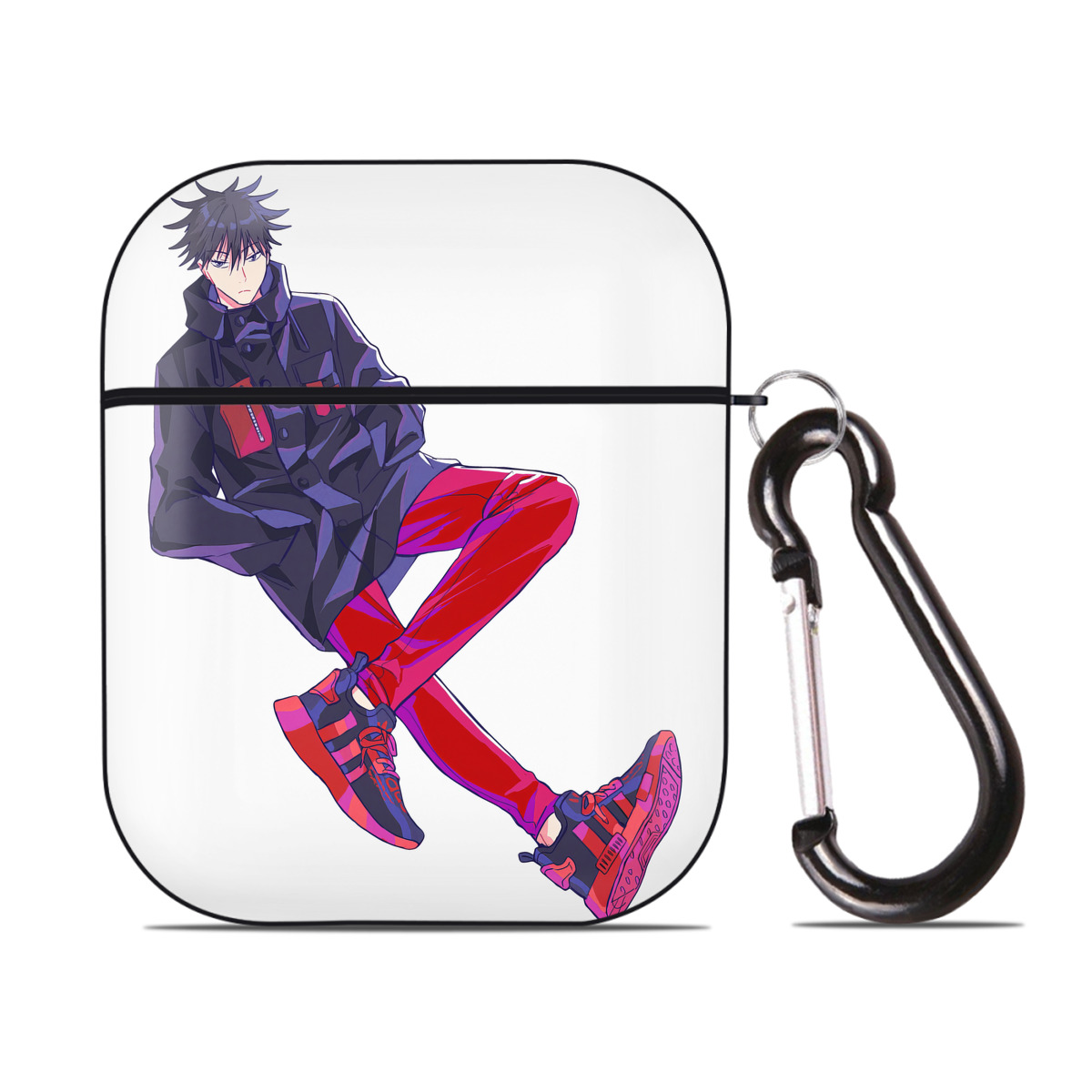 （画像用） 呪術廻戦 Jujutsu Kaisen AirPods 第2世代保護ケース ハードシェル ブラック 耐衝撃・防指紋・カラビナ付き