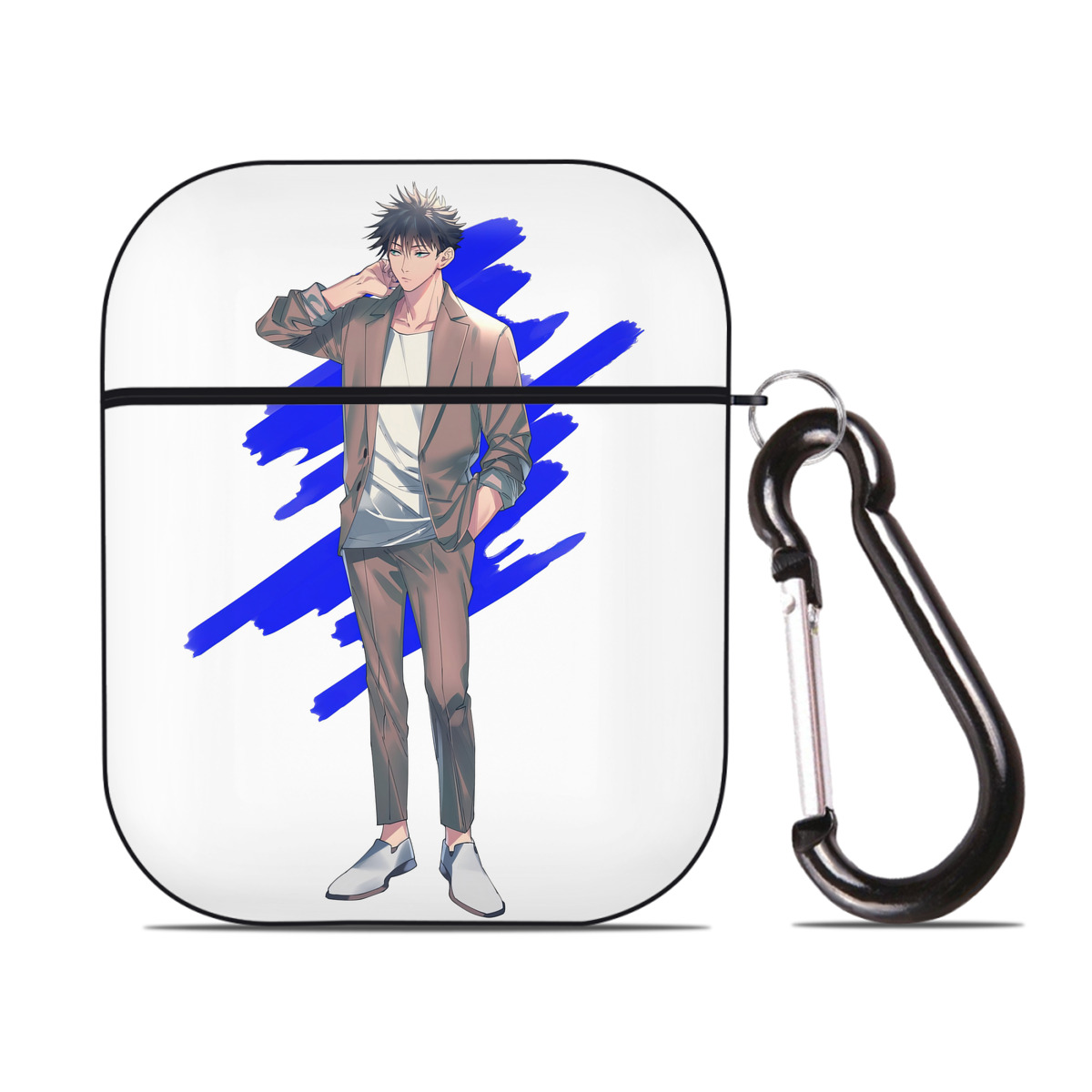 （画像用） 呪術廻戦 Jujutsu Kaisen AirPods 第2世代保護ケース ハードシェル ブラック 耐衝撃・防指紋・カラビナ付き