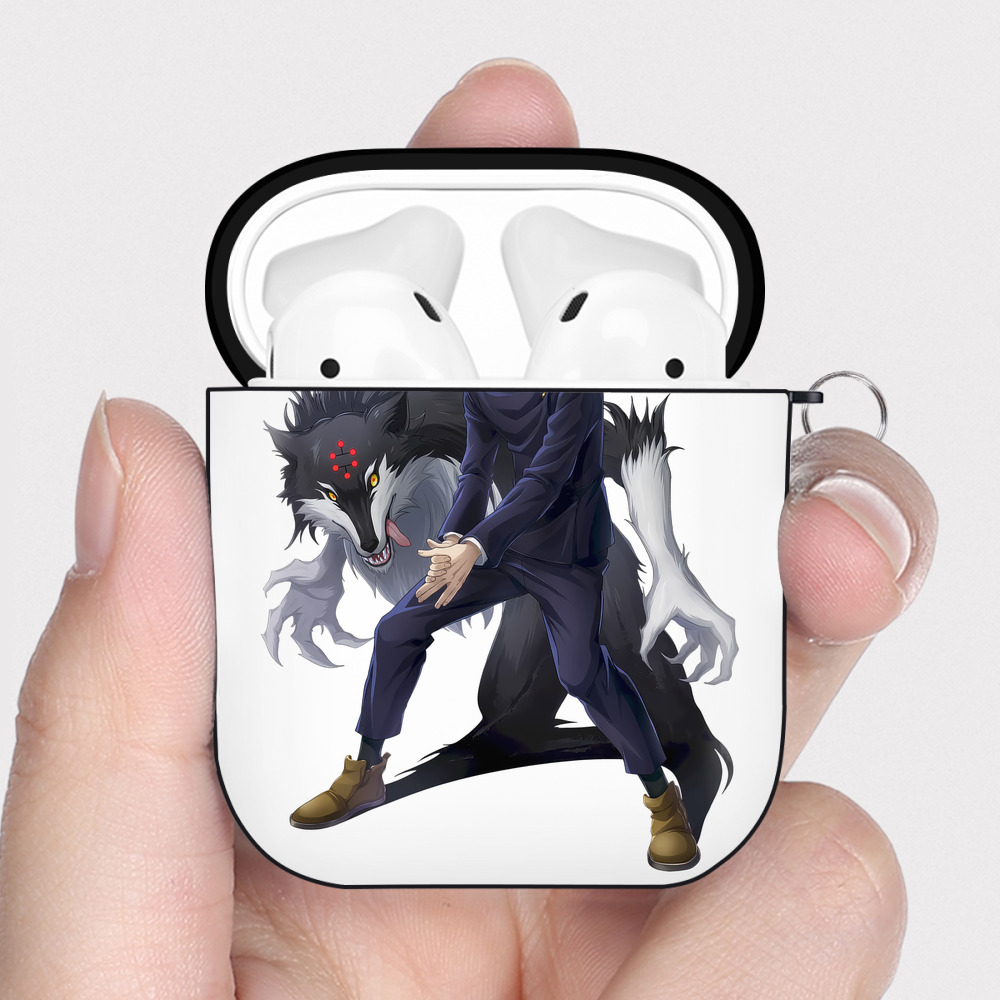 （画像用） 呪術廻戦 Jujutsu Kaisen AirPods 第2世代保護ケース ハードシェル ブラック 耐衝撃・防指紋・カラビナ付き
