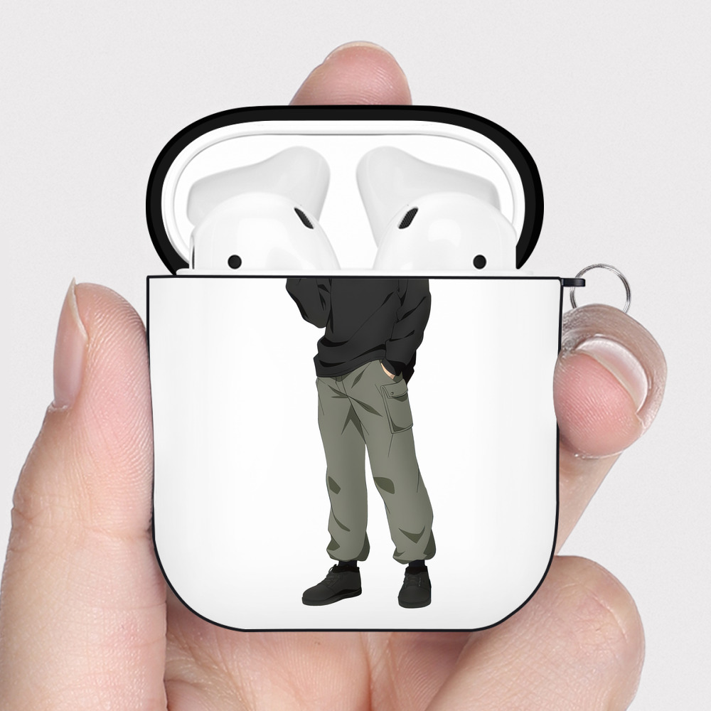 （画像用） 呪術廻戦 Jujutsu Kaisen AirPods 第2世代保護ケース ハードシェル ブラック 耐衝撃・防指紋・カラビナ付き