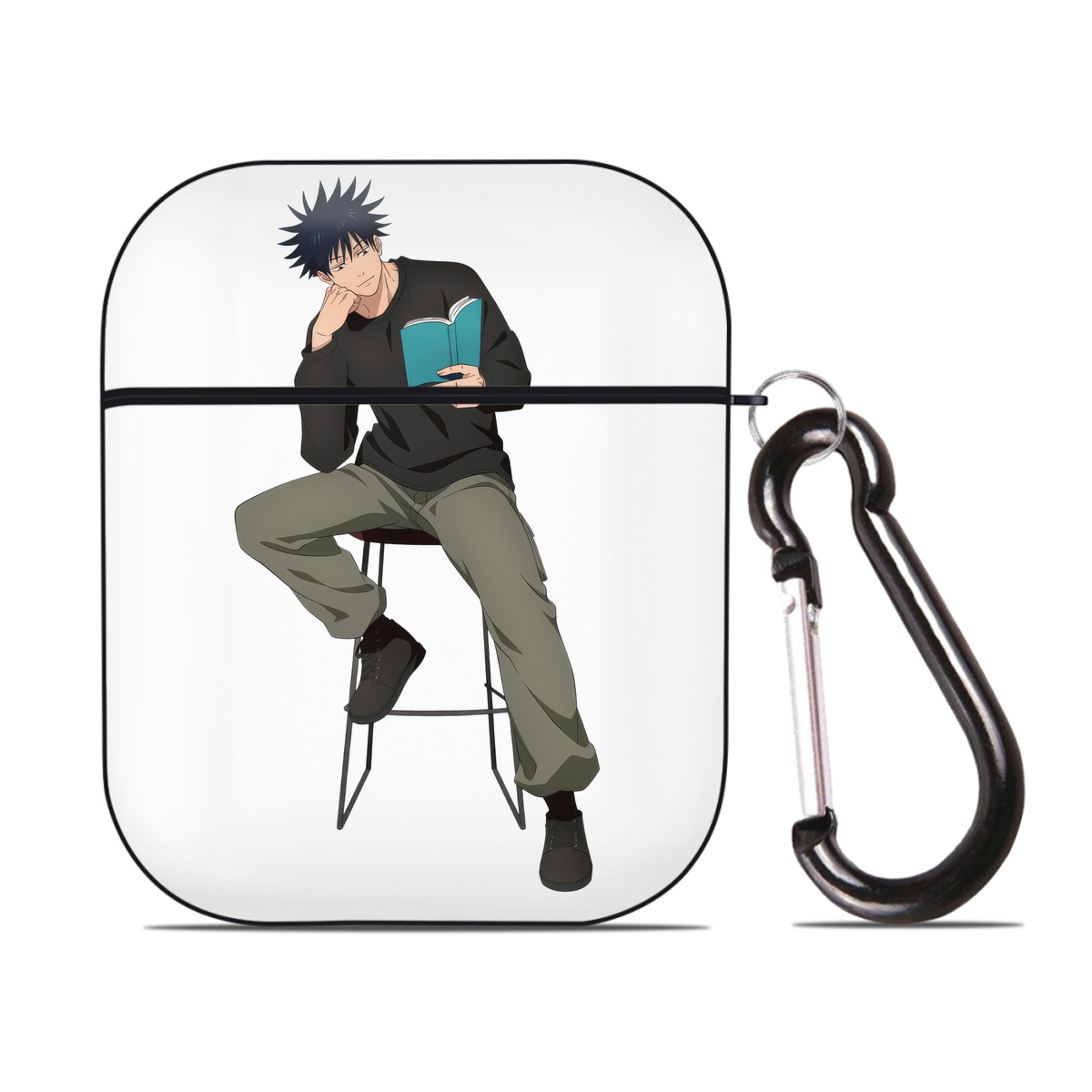 （画像用） 呪術廻戦 Jujutsu Kaisen AirPods 第2世代保護ケース ハードシェル ブラック 耐衝撃・防指紋・カラビナ付き