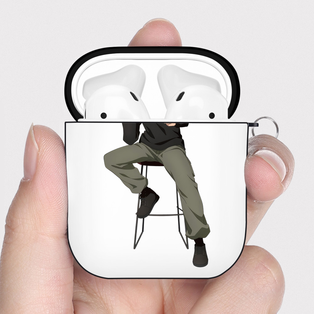 （画像用） 呪術廻戦 Jujutsu Kaisen AirPods 第2世代保護ケース ハードシェル ブラック 耐衝撃・防指紋・カラビナ付き