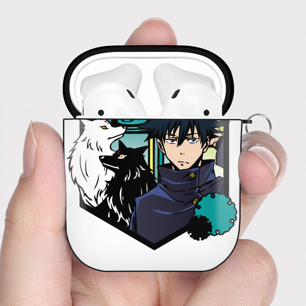（画像用） 呪術廻戦 Jujutsu Kaisen AirPods 第2世代保護ケース ハードシェル ブラック 耐衝撃・防指紋・カラビナ付き