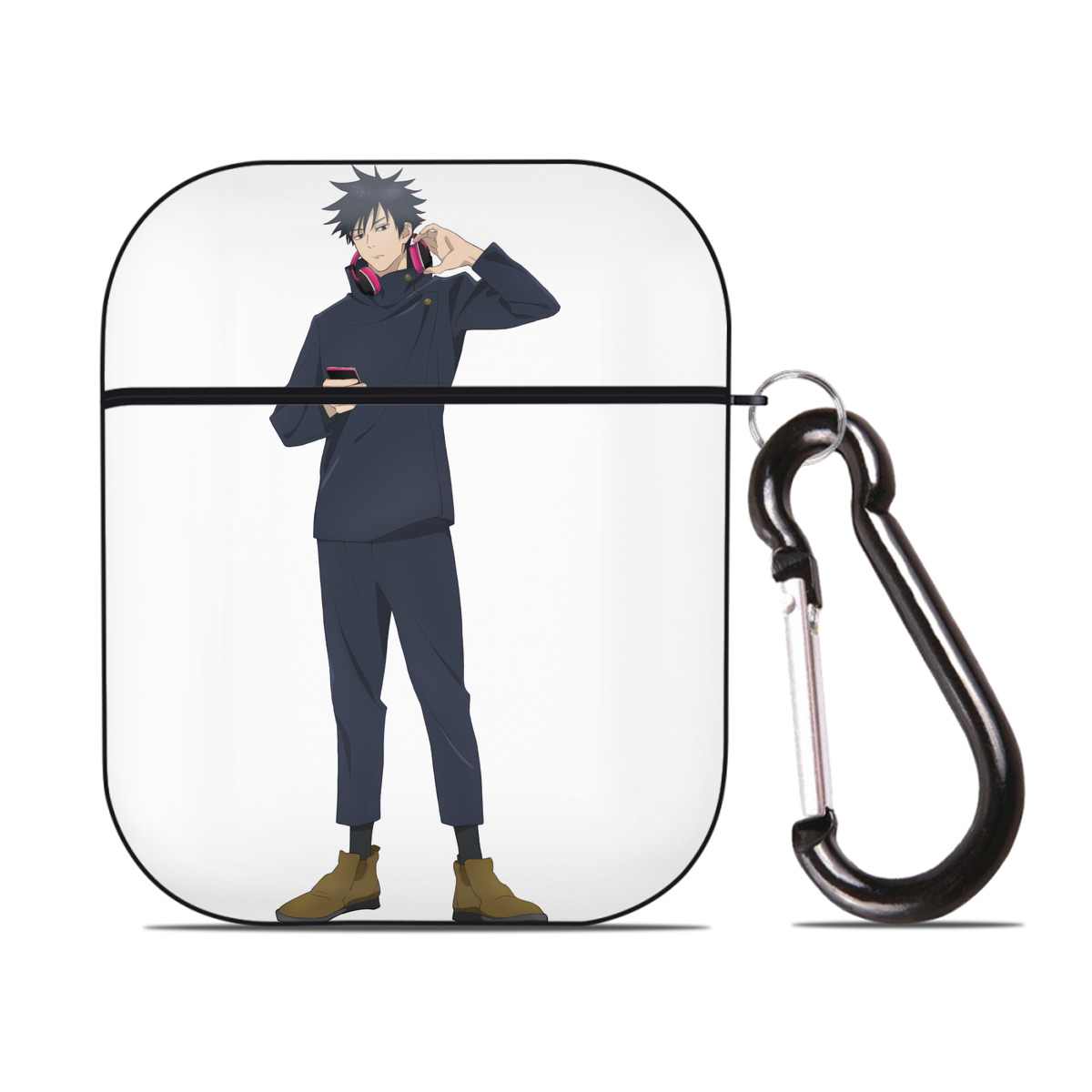 （画像用） 呪術廻戦 Jujutsu Kaisen AirPods 第2世代保護ケース ハードシェル ブラック 耐衝撃・防指紋・カラビナ付き