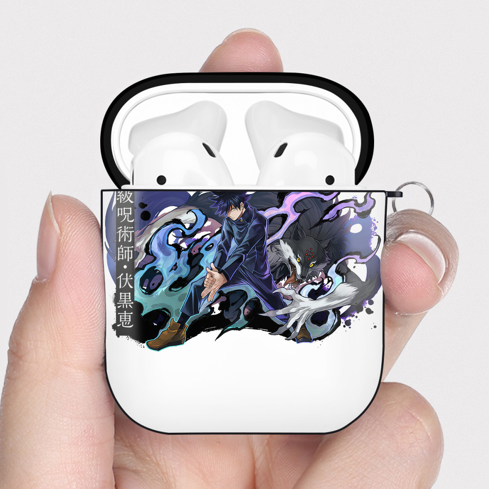 （画像用） 呪術廻戦 Jujutsu Kaisen AirPods 第2世代保護ケース ハードシェル ブラック 耐衝撃・防指紋・カラビナ付き