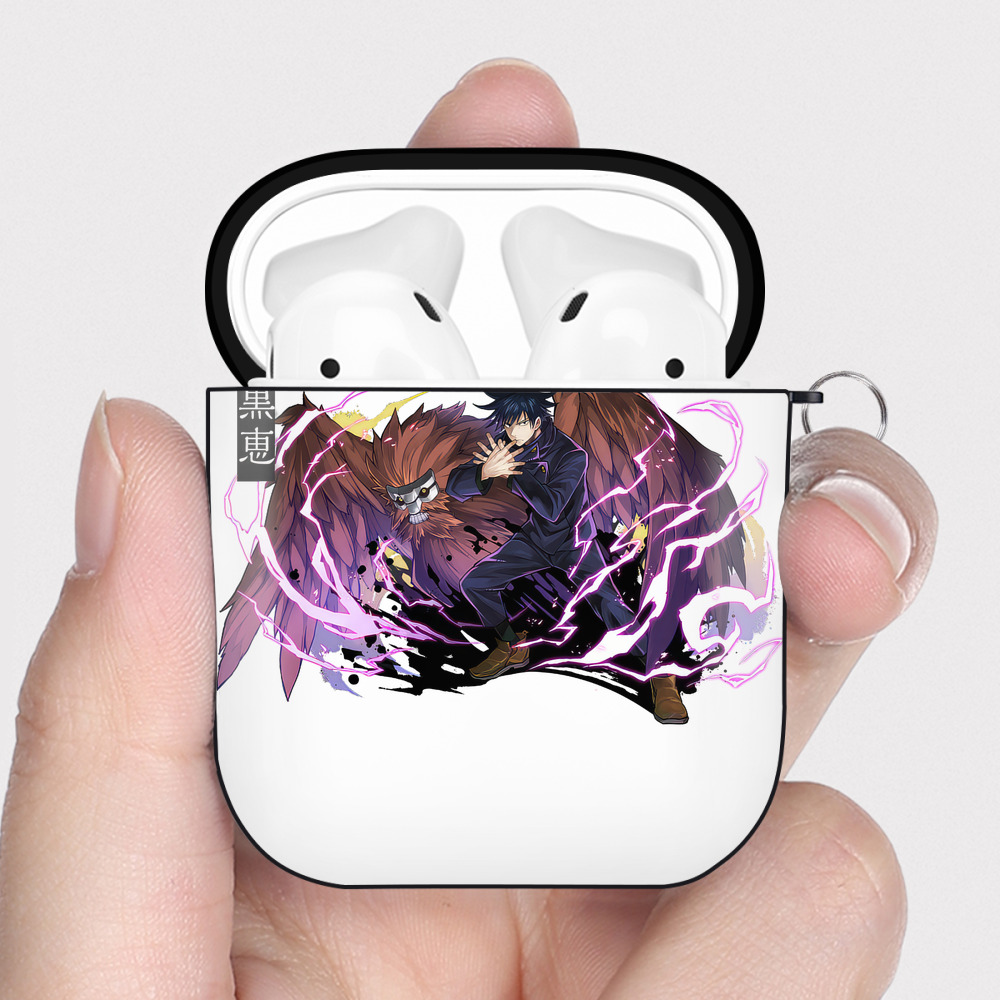 （画像用） 呪術廻戦 Jujutsu Kaisen AirPods 第2世代保護ケース ハードシェル ブラック 耐衝撃・防指紋・カラビナ付き