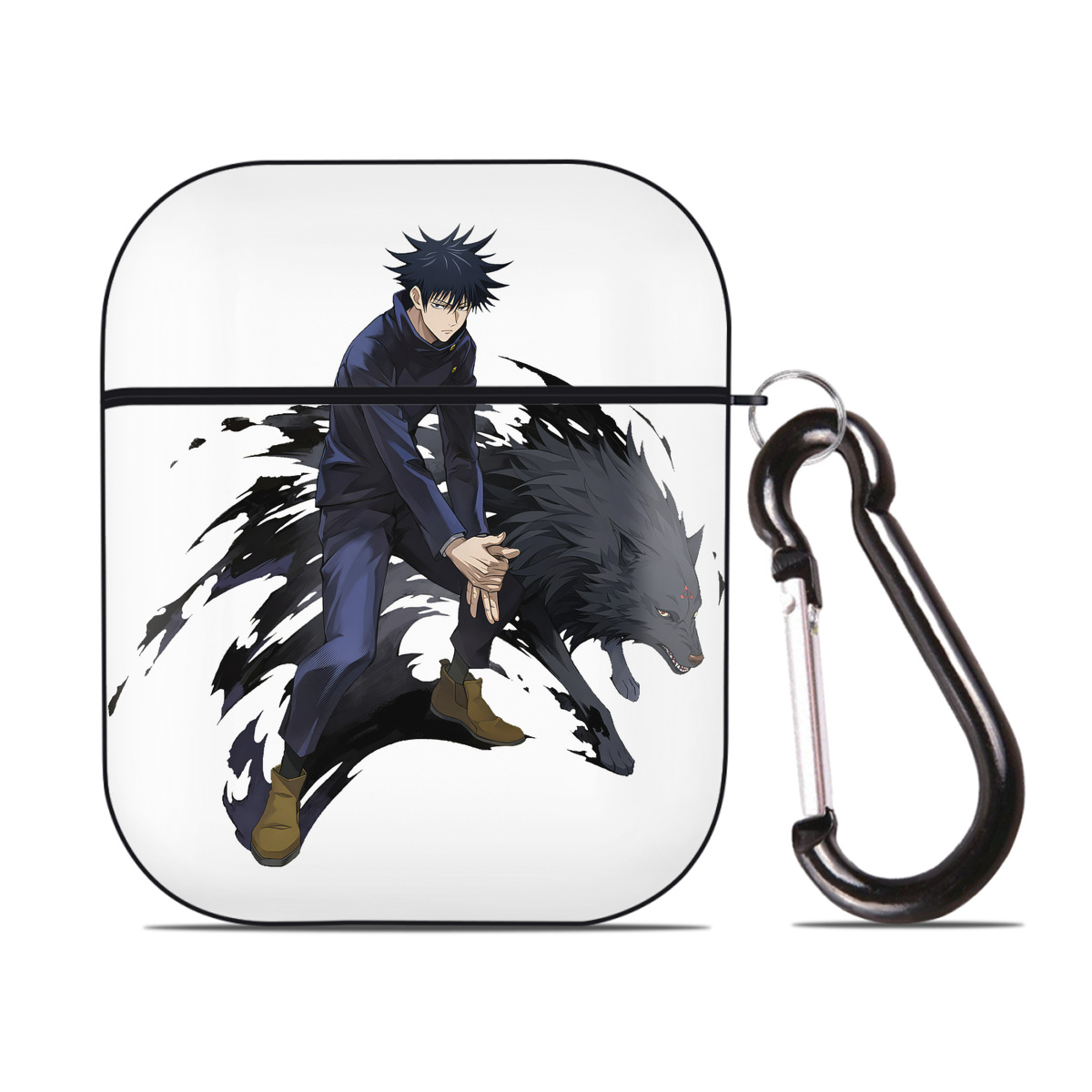 （画像用） 呪術廻戦 Jujutsu Kaisen AirPods 第2世代保護ケース ハードシェル ブラック 耐衝撃・防指紋・カラビナ付き