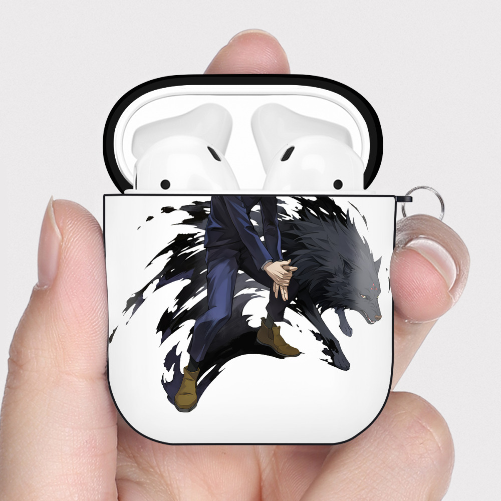 （画像用） 呪術廻戦 Jujutsu Kaisen AirPods 第2世代保護ケース ハードシェル ブラック 耐衝撃・防指紋・カラビナ付き