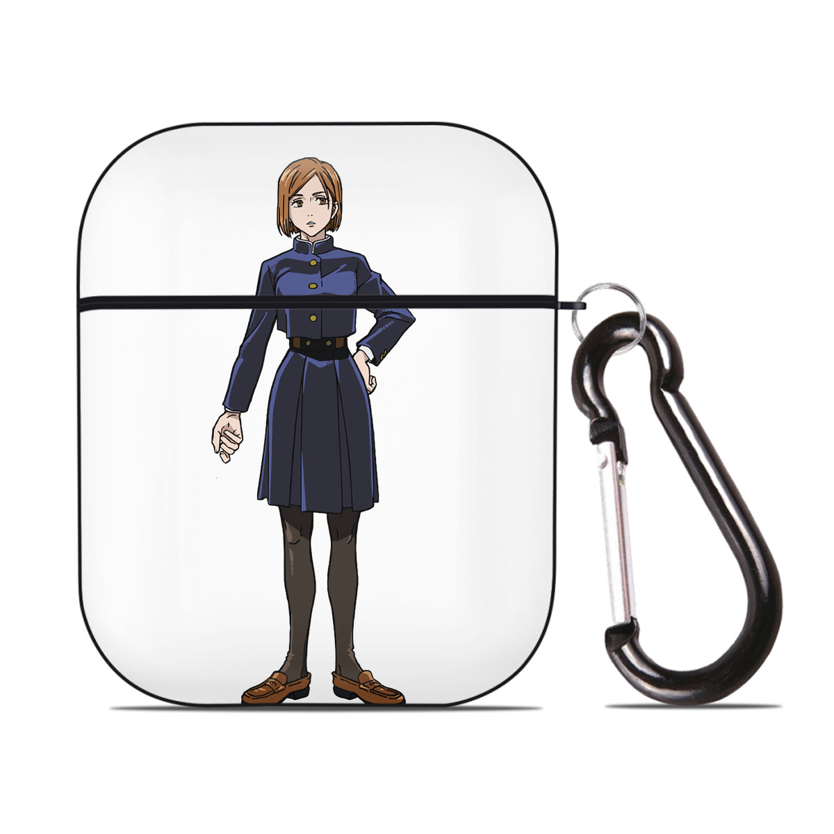 （画像用） 呪術廻戦 Jujutsu Kaisen AirPods 第2世代保護ケース ハードシェル ブラック 耐衝撃・防指紋・カラビナ付き