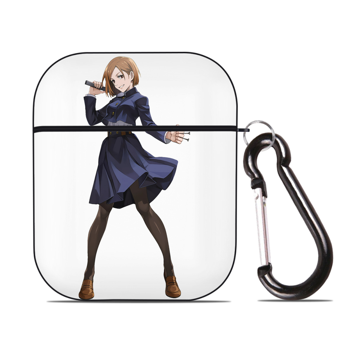 （画像用） 呪術廻戦 Jujutsu Kaisen AirPods 第2世代保護ケース ハードシェル ブラック 耐衝撃・防指紋・カラビナ付き