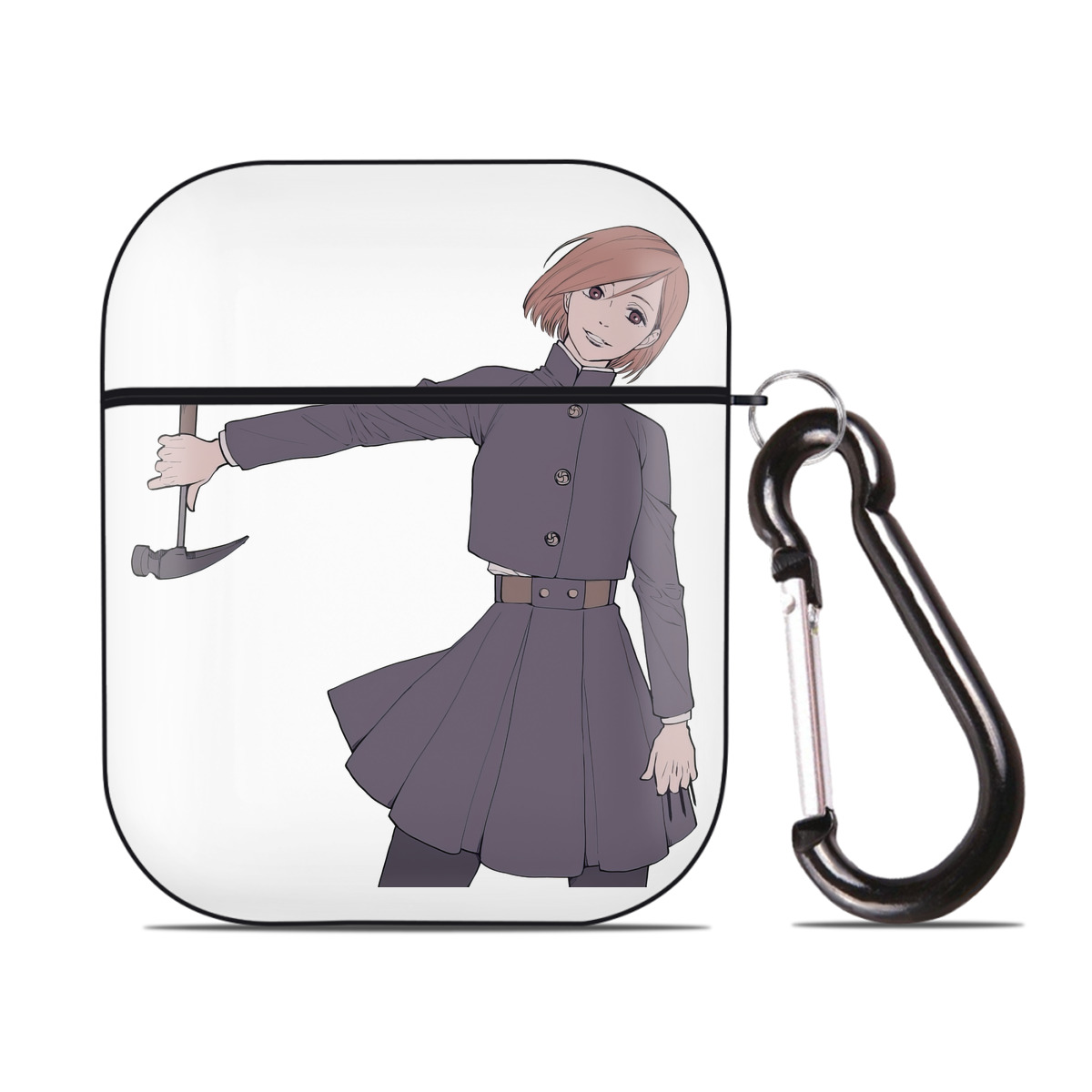 （画像用） 呪術廻戦 Jujutsu Kaisen AirPods 第2世代保護ケース ハードシェル ブラック 耐衝撃・防指紋・カラビナ付き