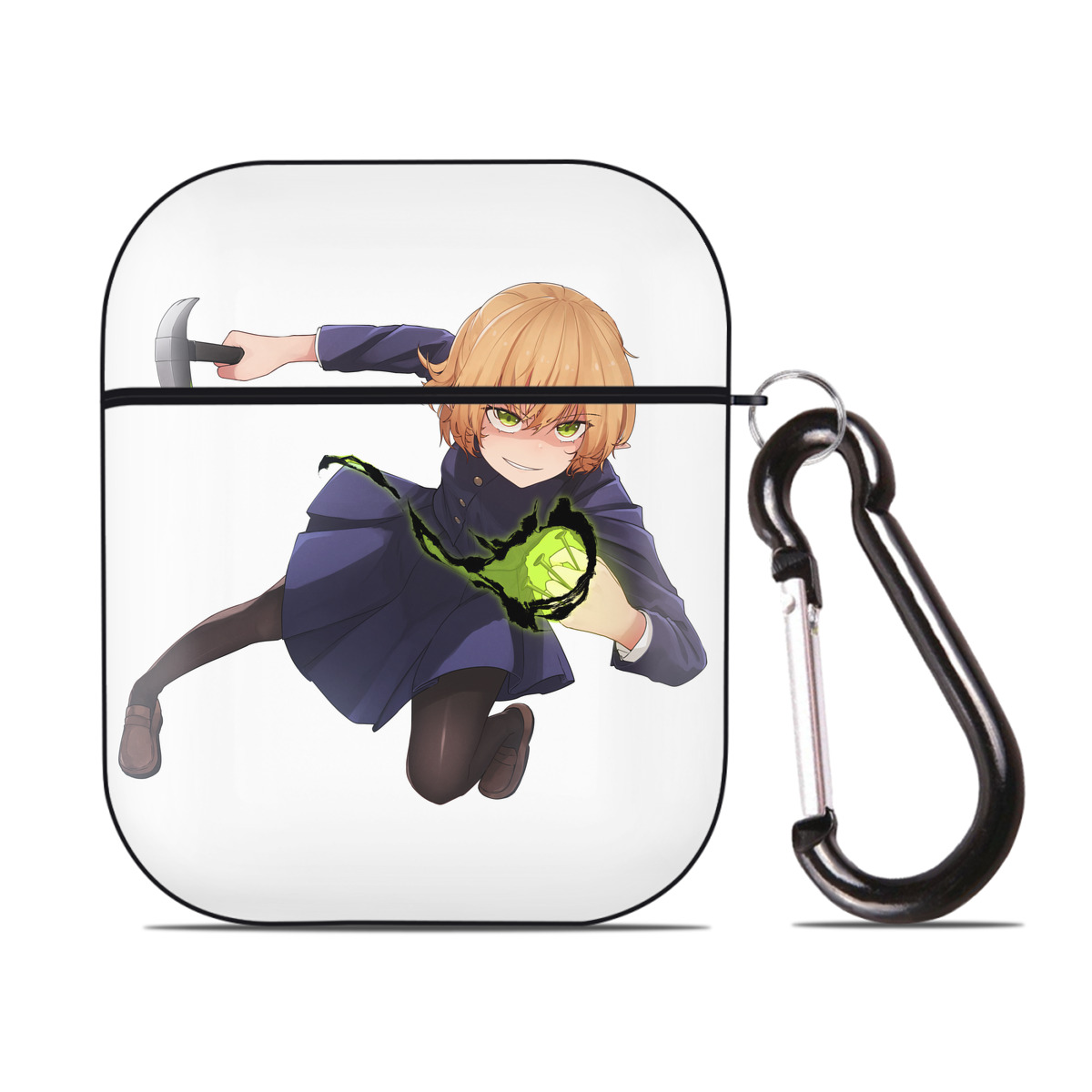 （画像用） 呪術廻戦 Jujutsu Kaisen AirPods 第2世代保護ケース ハードシェル ブラック 耐衝撃・防指紋・カラビナ付き
