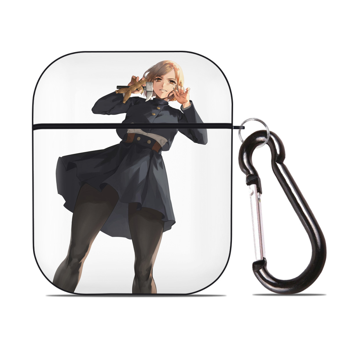 （画像用） 呪術廻戦 Jujutsu Kaisen AirPods 第2世代保護ケース ハードシェル ブラック 耐衝撃・防指紋・カラビナ付き