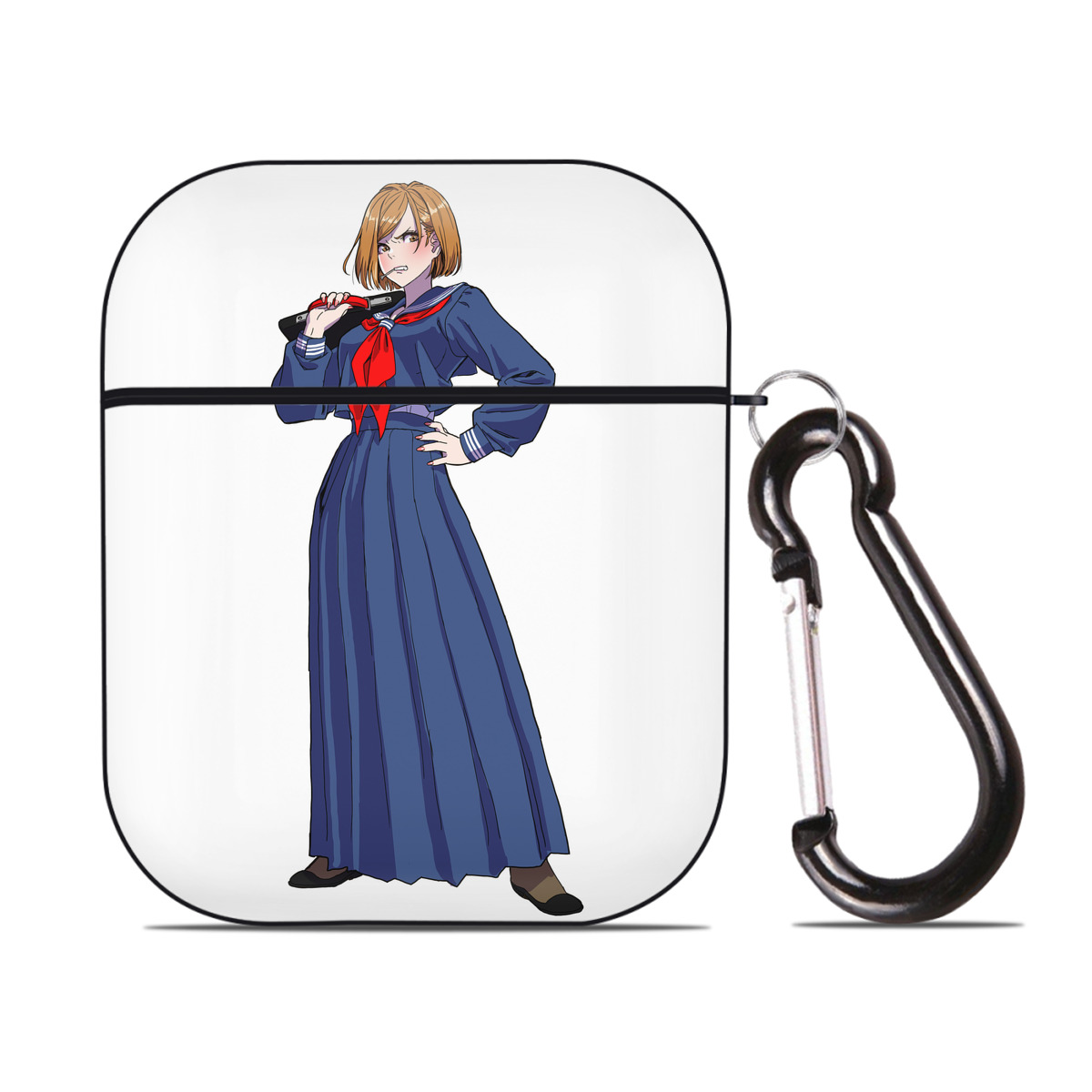 （画像用） 呪術廻戦 Jujutsu Kaisen AirPods 第2世代保護ケース ハードシェル ブラック 耐衝撃・防指紋・カラビナ付き
