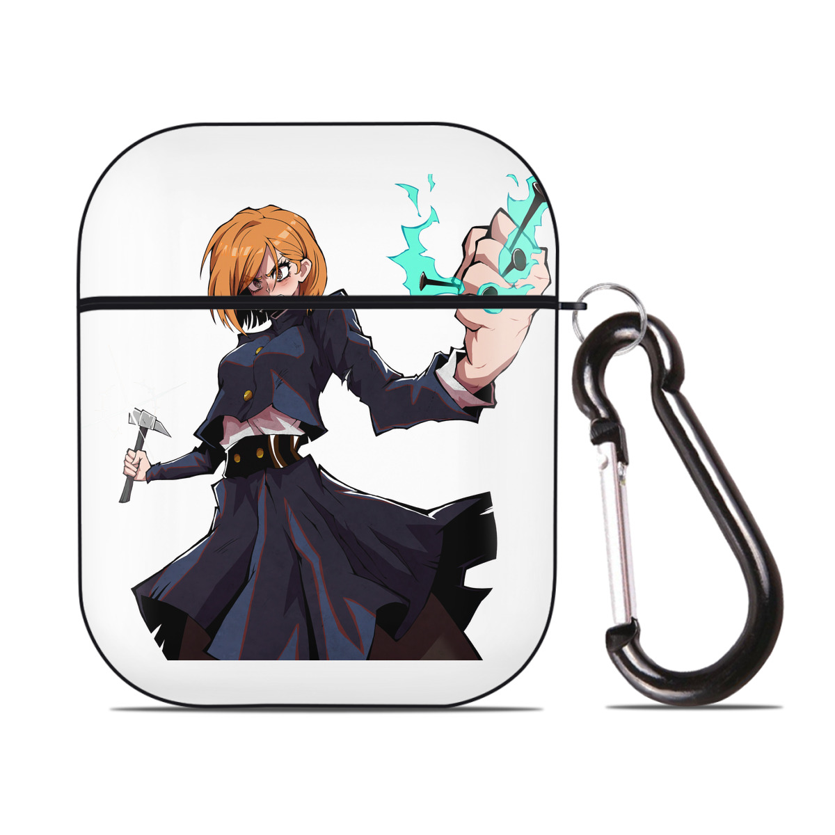 （画像用） 呪術廻戦 Jujutsu Kaisen AirPods 第2世代保護ケース ハードシェル ブラック 耐衝撃・防指紋・カラビナ付き