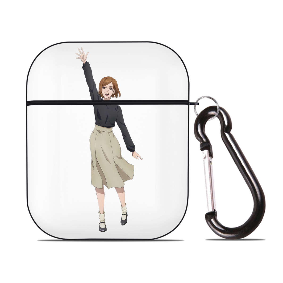 （画像用） 呪術廻戦 Jujutsu Kaisen AirPods 第2世代保護ケース ハードシェル ブラック 耐衝撃・防指紋・カラビナ付き