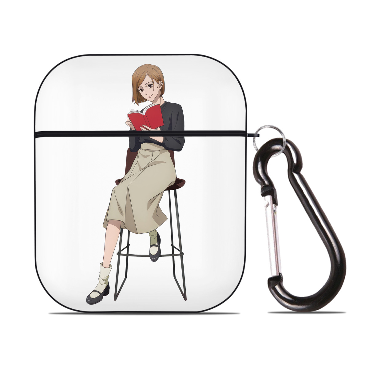 （画像用） 呪術廻戦 Jujutsu Kaisen AirPods 第2世代保護ケース ハードシェル ブラック 耐衝撃・防指紋・カラビナ付き