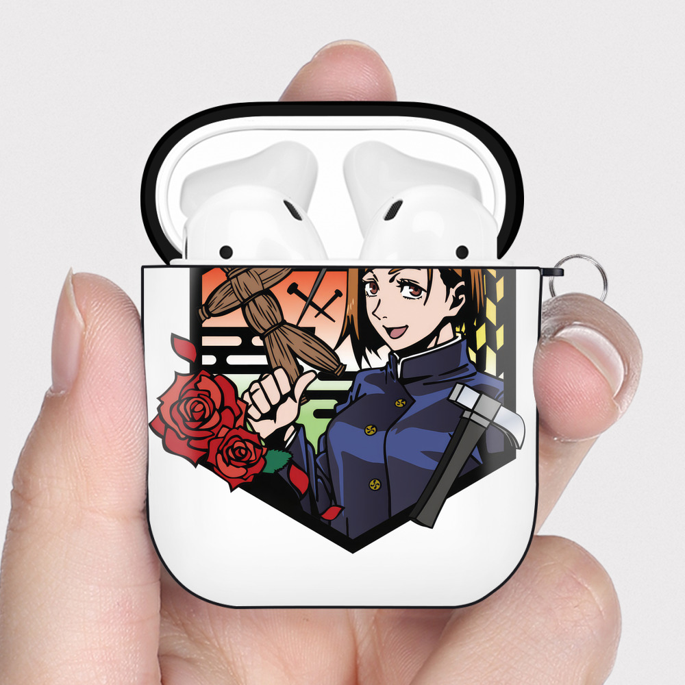 （画像用） 呪術廻戦 Jujutsu Kaisen AirPods 第2世代保護ケース ハードシェル ブラック 耐衝撃・防指紋・カラビナ付き