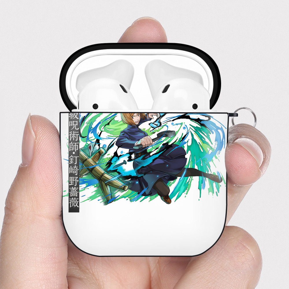 （画像用） 呪術廻戦 Jujutsu Kaisen AirPods 第2世代保護ケース ハードシェル ブラック 耐衝撃・防指紋・カラビナ付き