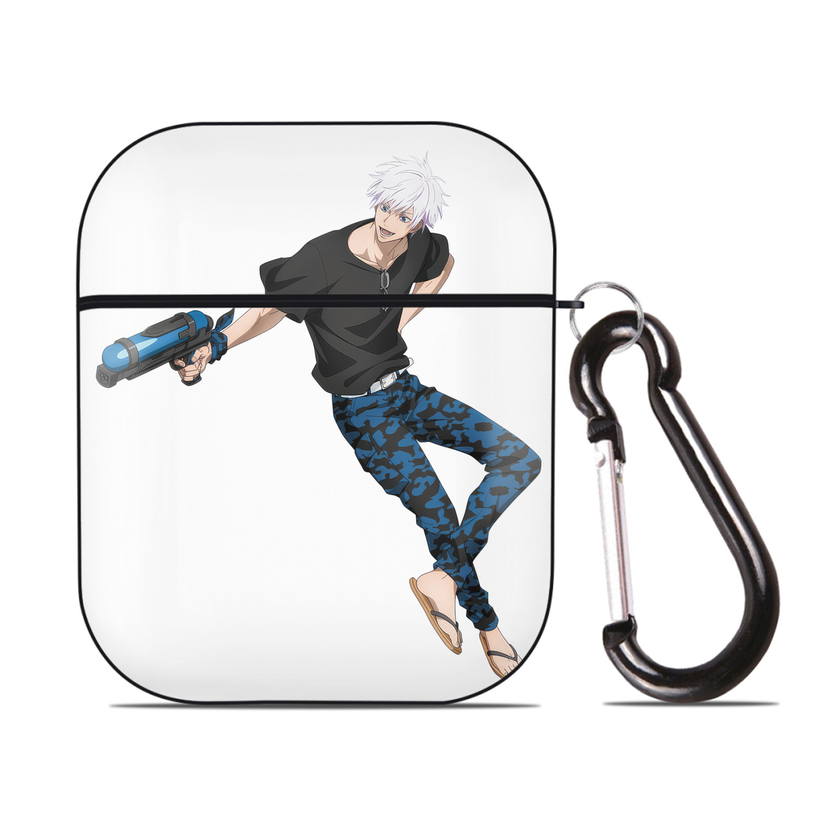 （画像用） 呪術廻戦 Jujutsu Kaisen AirPods 第2世代保護ケース ハードシェル ブラック 耐衝撃・防指紋・カラビナ付き