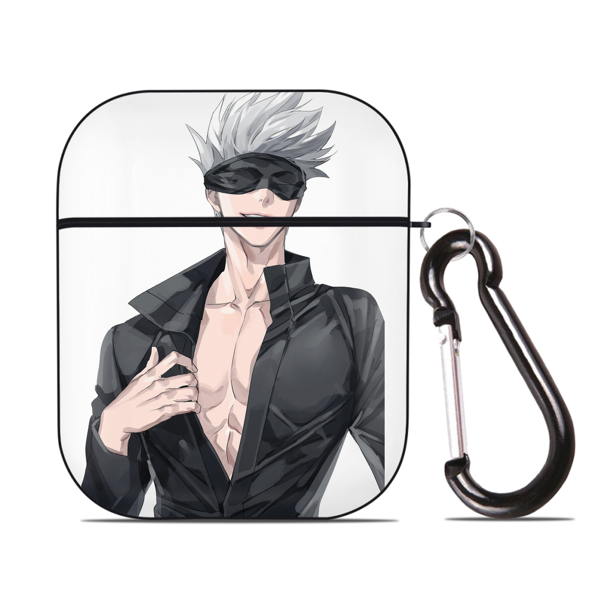 （画像用） 呪術廻戦 Jujutsu Kaisen AirPods 第2世代保護ケース ハードシェル ブラック 耐衝撃・防指紋・カラビナ付き