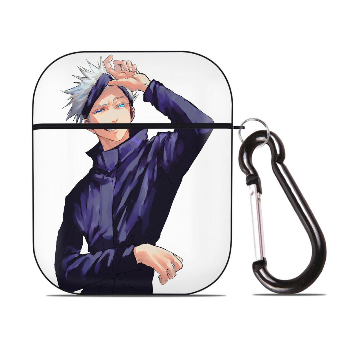 （画像用） 呪術廻戦 Jujutsu Kaisen AirPods 第2世代保護ケース ハードシェル ブラック 耐衝撃・防指紋・カラビナ付き