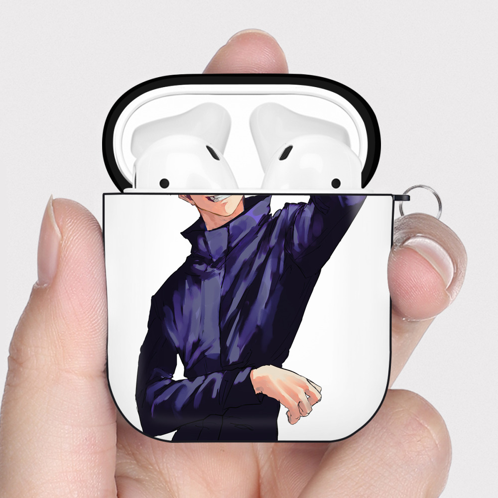 （画像用） 呪術廻戦 Jujutsu Kaisen AirPods 第2世代保護ケース ハードシェル ブラック 耐衝撃・防指紋・カラビナ付き