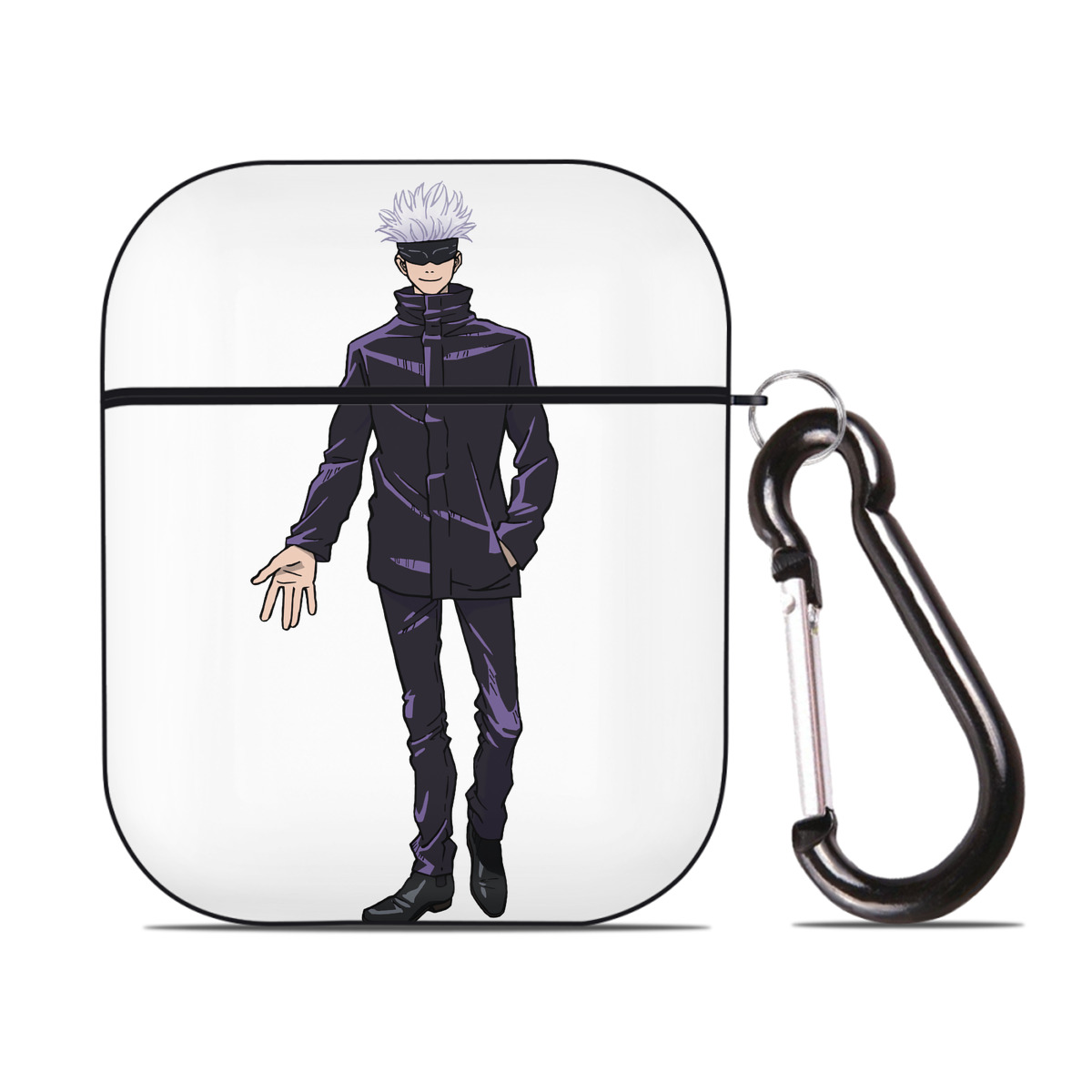 （画像用） 呪術廻戦 Jujutsu Kaisen AirPods 第2世代保護ケース ハードシェル ブラック 耐衝撃・防指紋・カラビナ付き