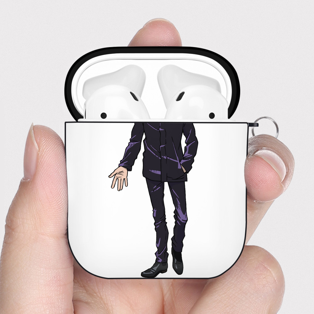 （画像用） 呪術廻戦 Jujutsu Kaisen AirPods 第2世代保護ケース ハードシェル ブラック 耐衝撃・防指紋・カラビナ付き