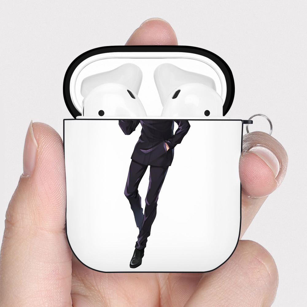 （画像用） 呪術廻戦 Jujutsu Kaisen AirPods 第2世代保護ケース ハードシェル ブラック 耐衝撃・防指紋・カラビナ付き