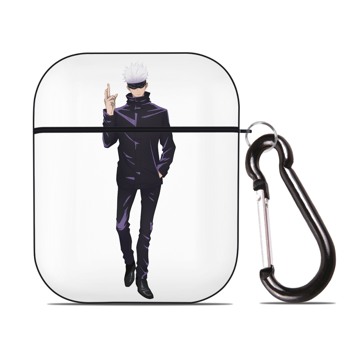 （画像用） 呪術廻戦 Jujutsu Kaisen AirPods 第2世代保護ケース ハードシェル ブラック 耐衝撃・防指紋・カラビナ付き