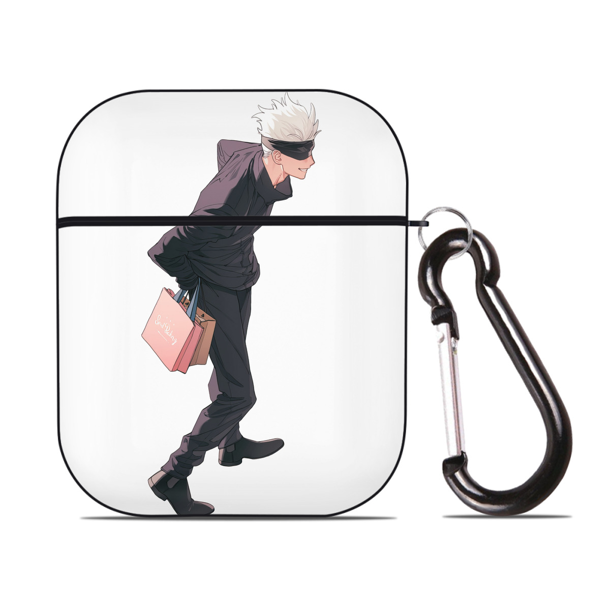 （画像用） 呪術廻戦 Jujutsu Kaisen AirPods 第2世代保護ケース ハードシェル ブラック 耐衝撃・防指紋・カラビナ付き